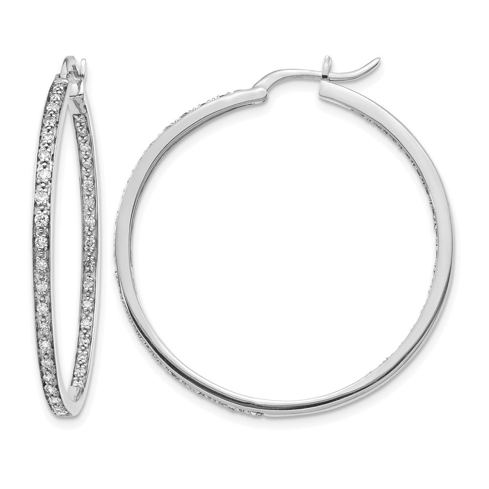 14k White Gold 5/8 Ct. Lab Grown Diamond VS/SI+ G+ In and Out Hoop Earrings