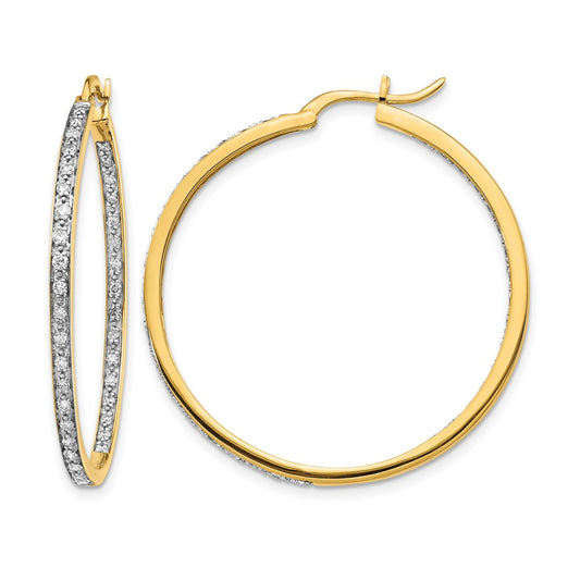 14k Yellow Gold 5/8 Ct. Lab Grown Diamond VS/SI+ G+ Complete In and Out Hoop Earrings