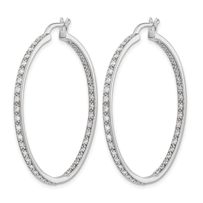 14k White Gold 7/8 Ct. Lab Grown Diamond VS/SI+ G+ In and Out Hoop Earrings