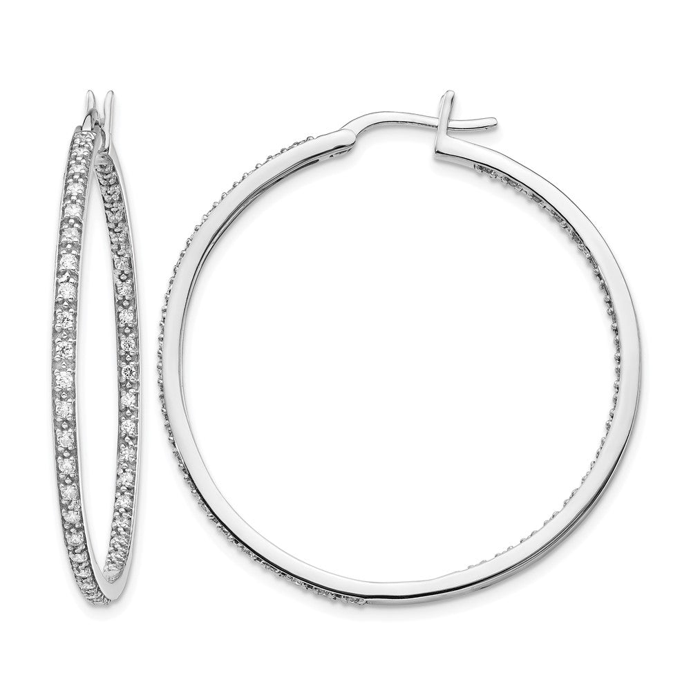 14k White Gold 7/8 Ct. Lab Grown Diamond VS/SI+ G+ In and Out Hoop Earrings