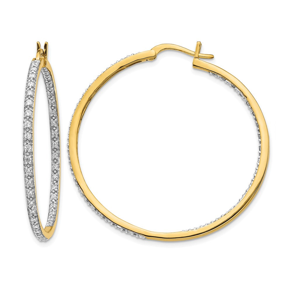 14k Yellow Gold 7/8 Ct. Lab Grown Diamond VS/SI+ G+ In and Out Hoop Earrings