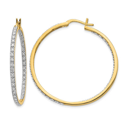 14k Yellow Gold 7/8 Ct. Lab Grown Diamond VS/SI+ G+ In and Out Hoop Earrings
