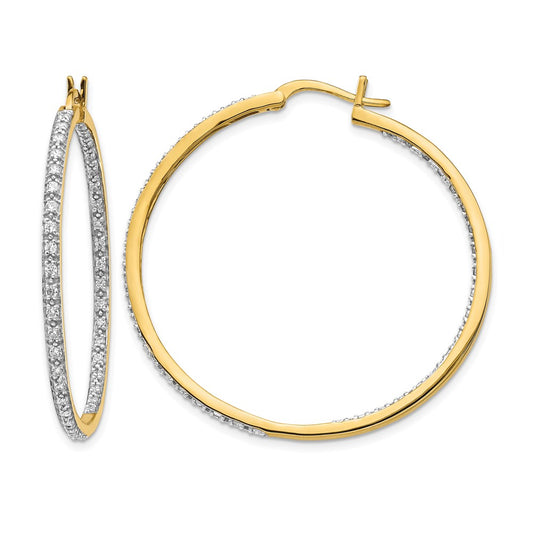 14k Yellow Gold 7/8 Ct. Lab Grown Diamond VS/SI+ G+ In and Out Hoop Earrings