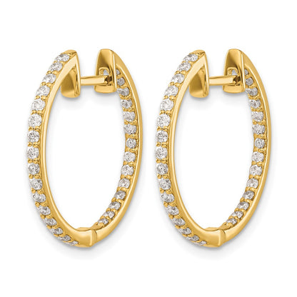 14k Yellow Gold 14ky Lab Grown Diamond. VS/SI FGH In & Out Hinged Hoop Earrings