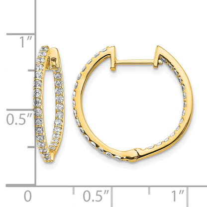 14k Yellow Gold 14ky Lab Grown Diamond. VS/SI FGH In & Out Hinged Hoop Earrings