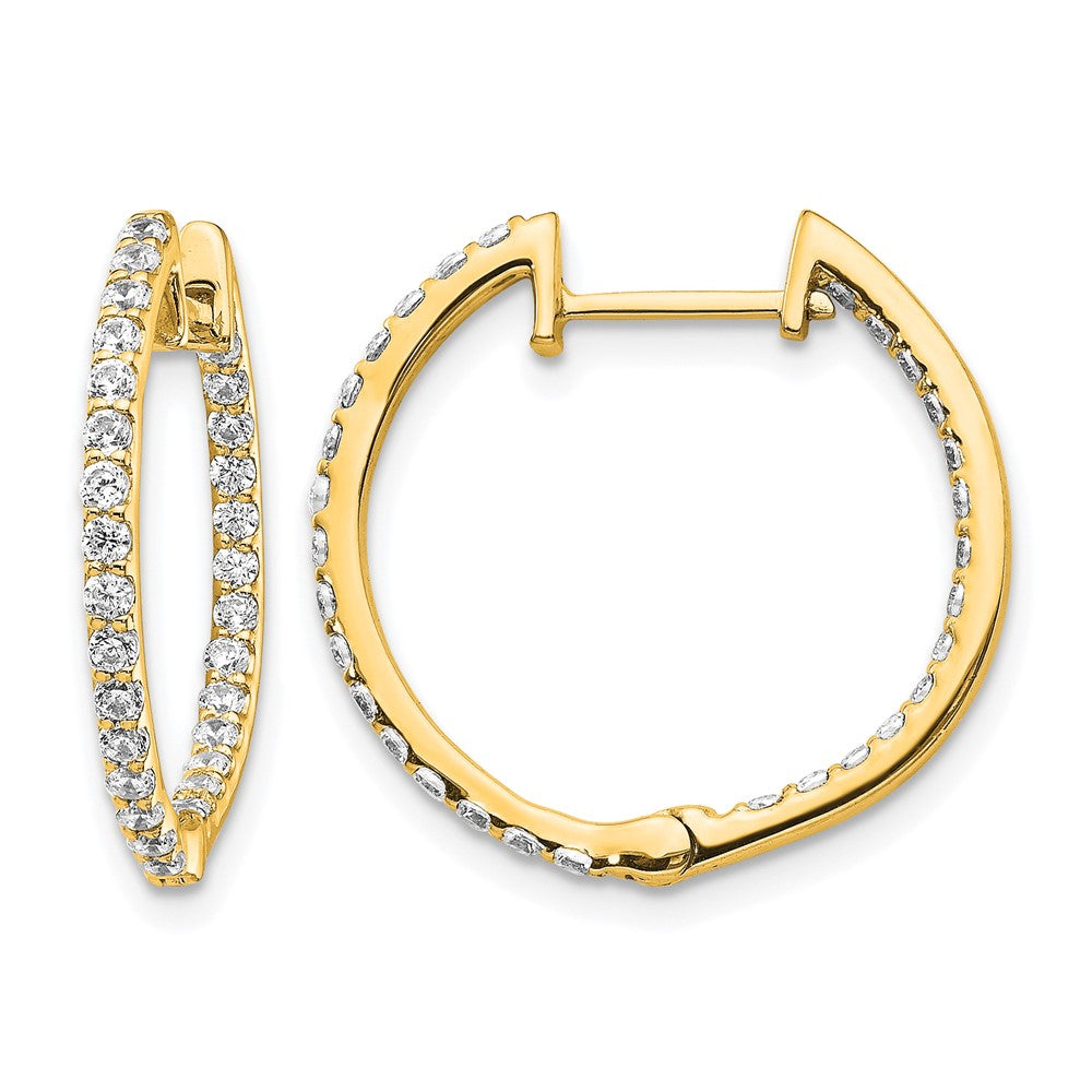 14k Yellow Gold 14ky Lab Grown Diamond. VS/SI FGH In & Out Hinged Hoop Earrings