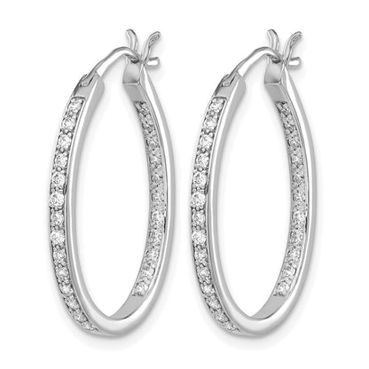 14k White Gold 1/2 Ct. Lab Grown Diamond VS/SI+ G+ In and Out Hoop Earrings