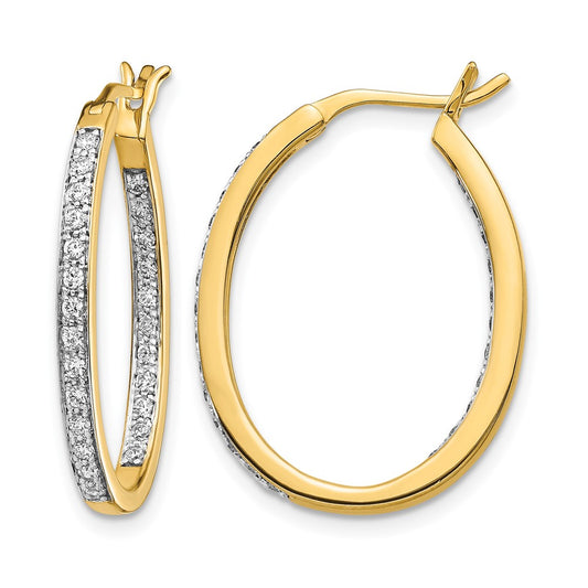 14k Yellow Gold 1/2 Ct. Lab Grown Diamond VS/SI+ G+ In and Out Hoop Earrings