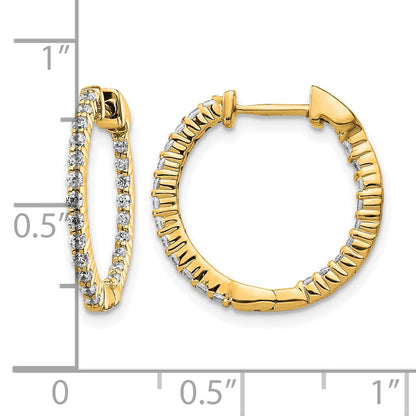 14k Yellow Gold 1/2 Ct. Lab Grown Diamond VS/SI+ G+ In and Out Hoop Earrings