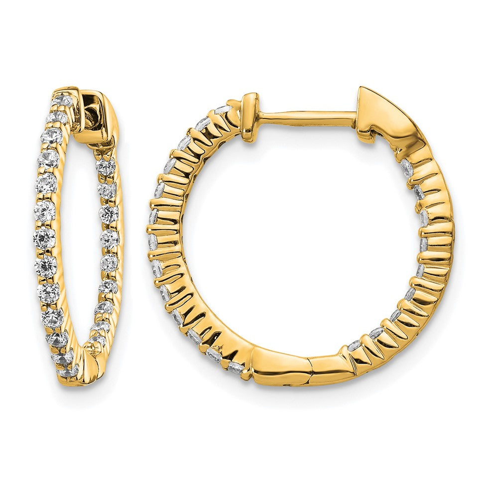 14k Yellow Gold 1/2 Ct. Lab Grown Diamond VS/SI+ G+ In and Out Hoop Earrings