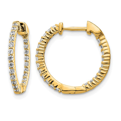 14k Yellow Gold 1/2 Ct. Lab Grown Diamond VS/SI+ G+ In and Out Hoop Earrings