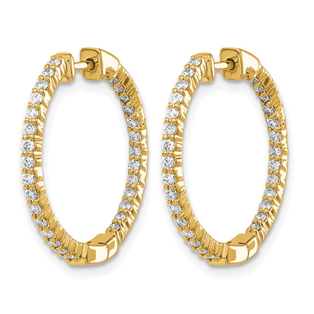 10K Yellow Gold Polished Diamond In/Out Hinged Hoop Earrings
