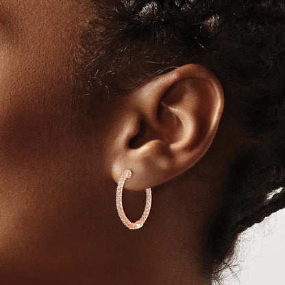 14k Rose Gold 5/8 Ct. Lab Grown Diamond VS/SI+ G+ In and Out Hoop Earrings