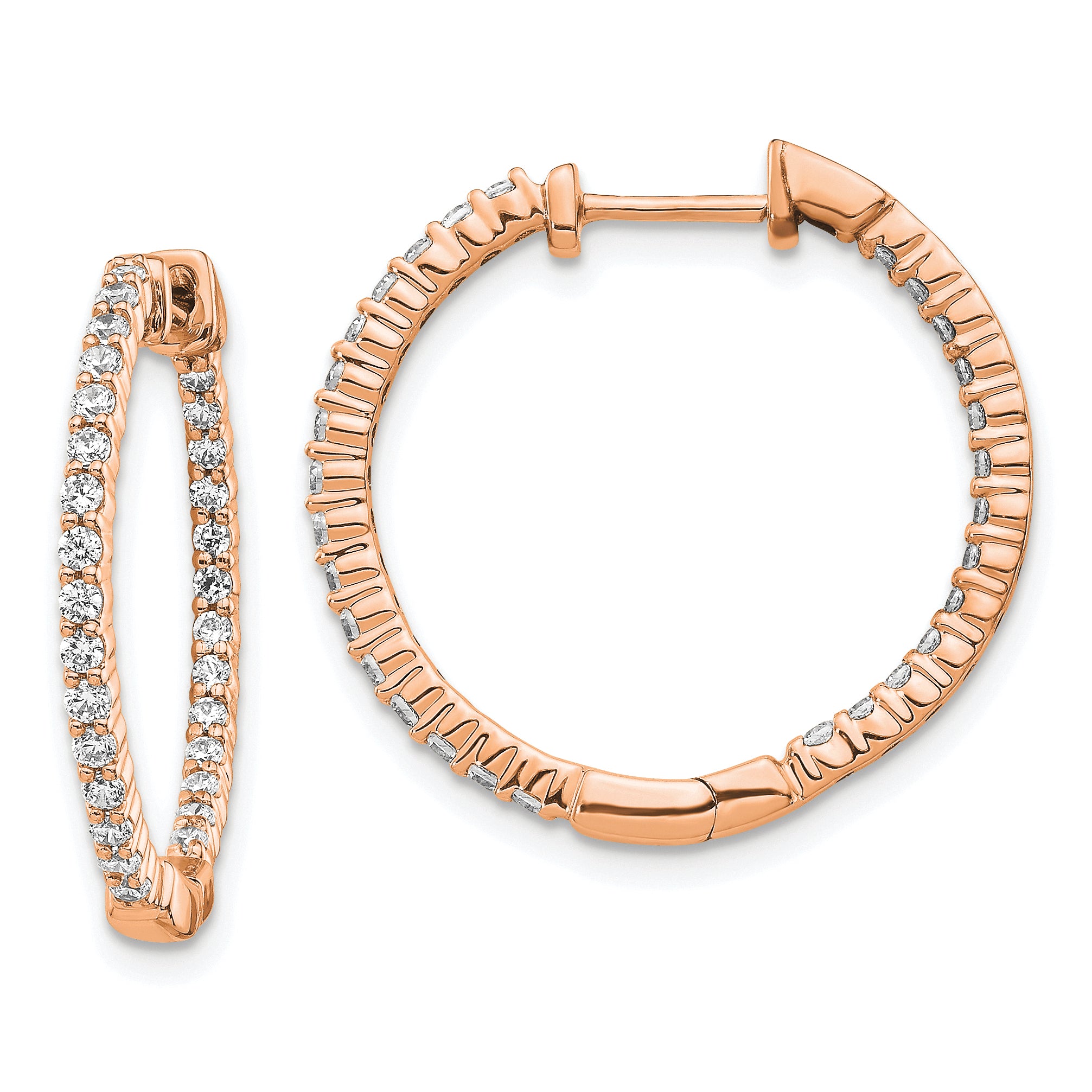 14k Rose Gold 5/8 Ct. Lab Grown Diamond VS/SI+ G+ In and Out Hoop Earrings
