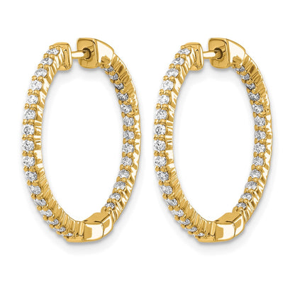 14k Yellow Gold 5/8 Ct. Lab Grown Diamond VS/SI+ G+ In and Out Hoop Earrings