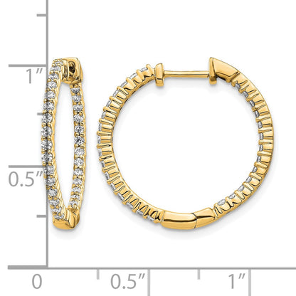 14k Yellow Gold 5/8 Ct. Lab Grown Diamond VS/SI+ G+ In and Out Hoop Earrings