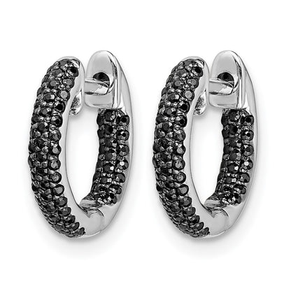 10K White Gold Diamond Hinged Hoop Earrings