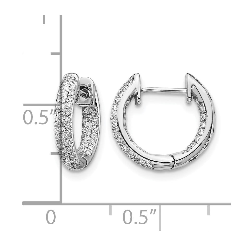 10K White Gold Diamond Hinged Hoop Earrings