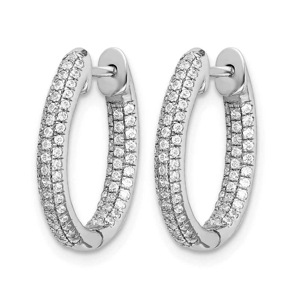 10K White Gold Diamond In/Out Hinged Hoop Earrings