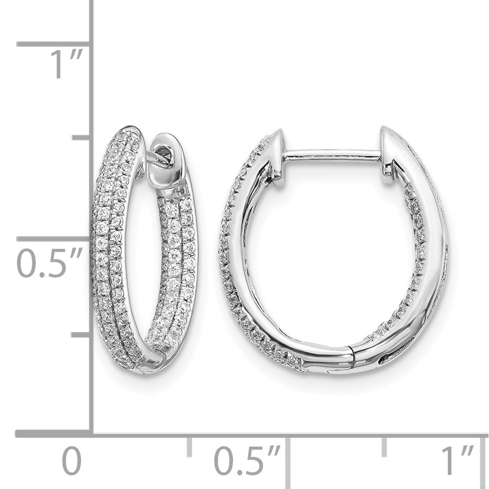10K White Gold Diamond In/Out Hinged Hoop Earrings