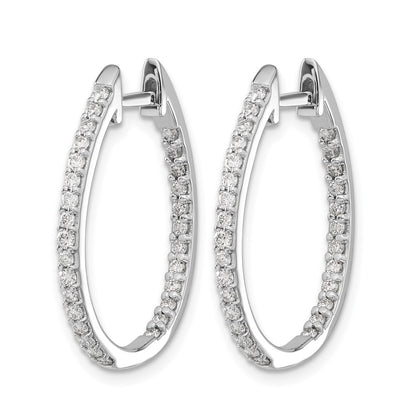14k White Gold 3/4 Ct. Lab Grown Diamond VS/SI+ G+ In and Out Hinged Hoop Earrings