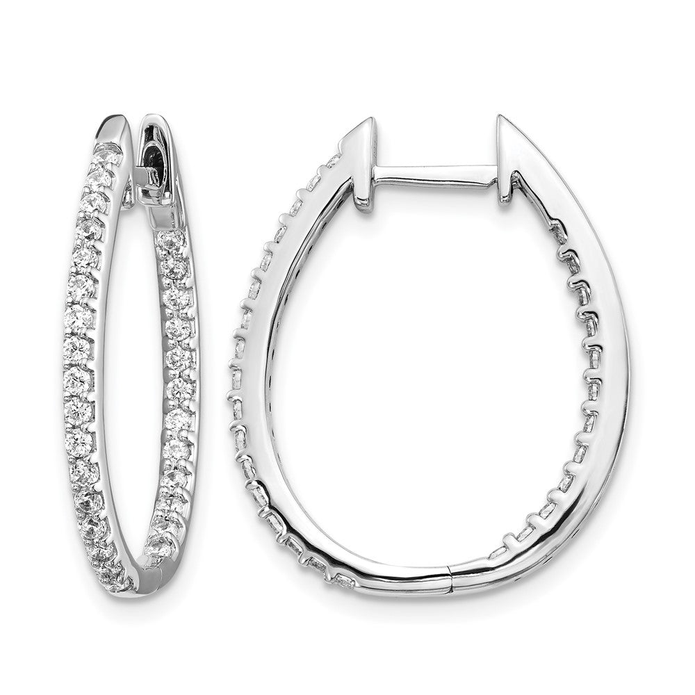 14k White Gold 3/4 Ct. Lab Grown Diamond VS/SI+ G+ In and Out Hinged Hoop Earrings