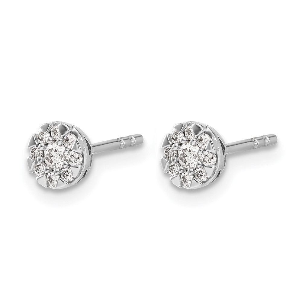 14k White Gold 1/5 Ct. Lab Grown Diamond VS/SI+ G+ Cluster Post Earrings