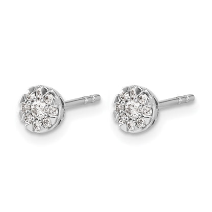 14k White Gold 1/5 Ct. Lab Grown Diamond VS/SI+ G+ Cluster Post Earrings