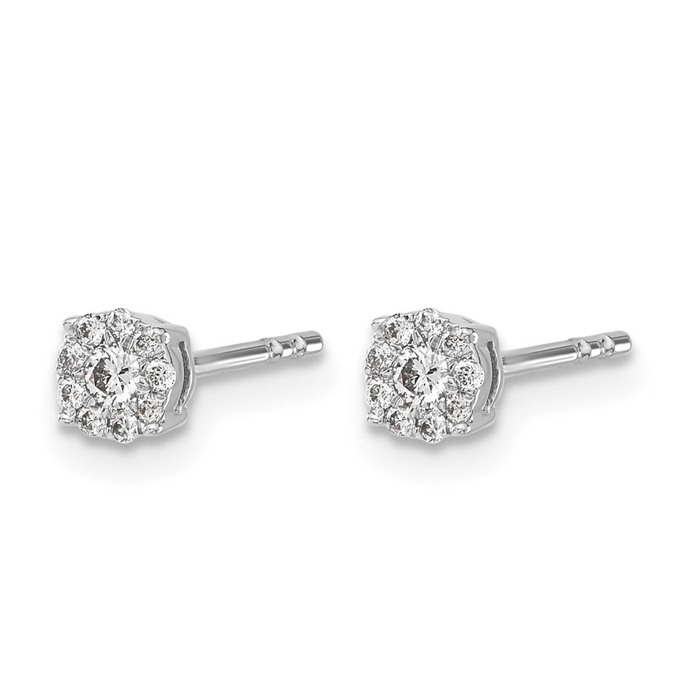 10K White Gold Diamond Cluster Post Earrings