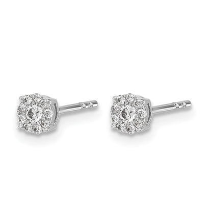 10K White Gold Diamond Cluster Post Earrings