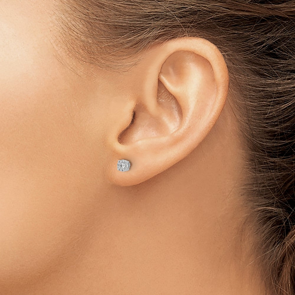 10K White Gold Diamond Cluster Post Earrings