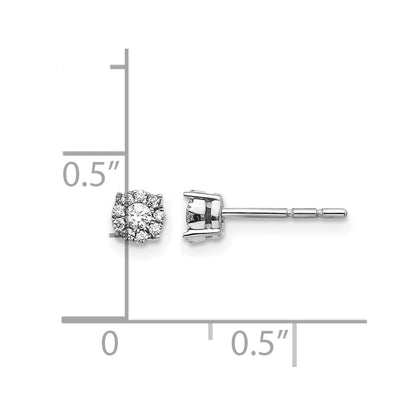10K White Gold Diamond Cluster Post Earrings