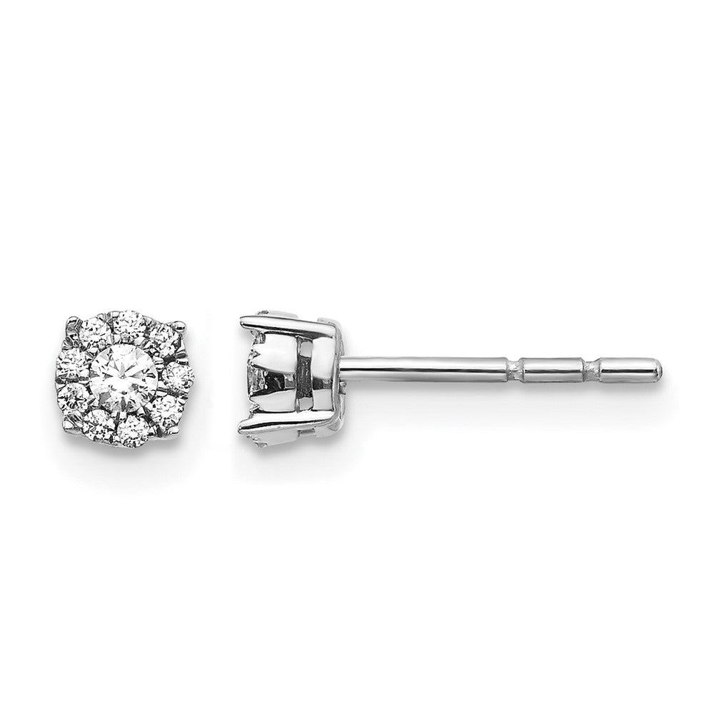 10K White Gold Diamond Cluster Post Earrings