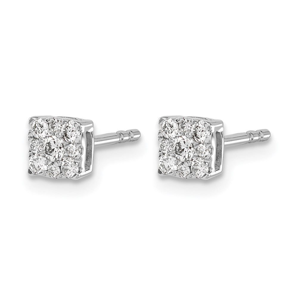 10K White Gold Diamond Cluster Post Earrings