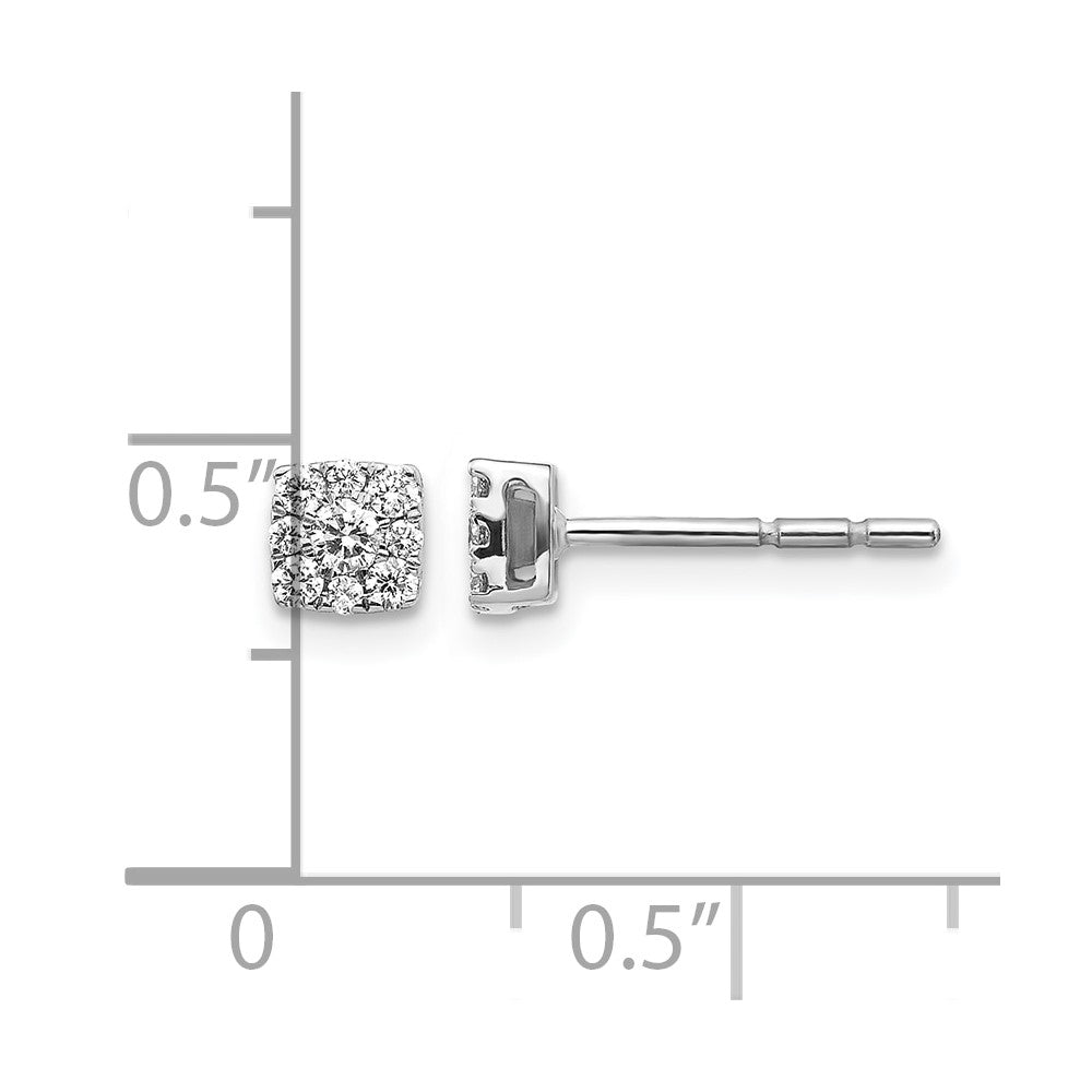 10K White Gold Diamond Cluster Post Earrings