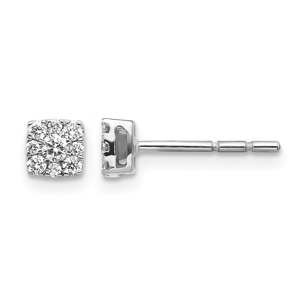 10K White Gold Diamond Cluster Post Earrings