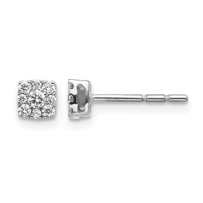 10K White Gold Diamond Cluster Post Earrings