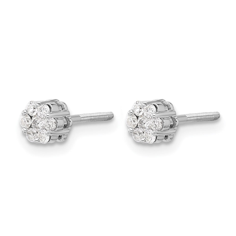 10K White Gold Diamond Cluster Post Earrings