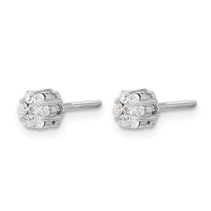 10K White Gold Diamond Cluster Post Earrings