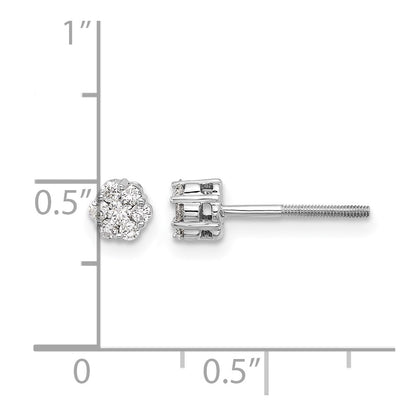 10K White Gold Diamond Cluster Post Earrings
