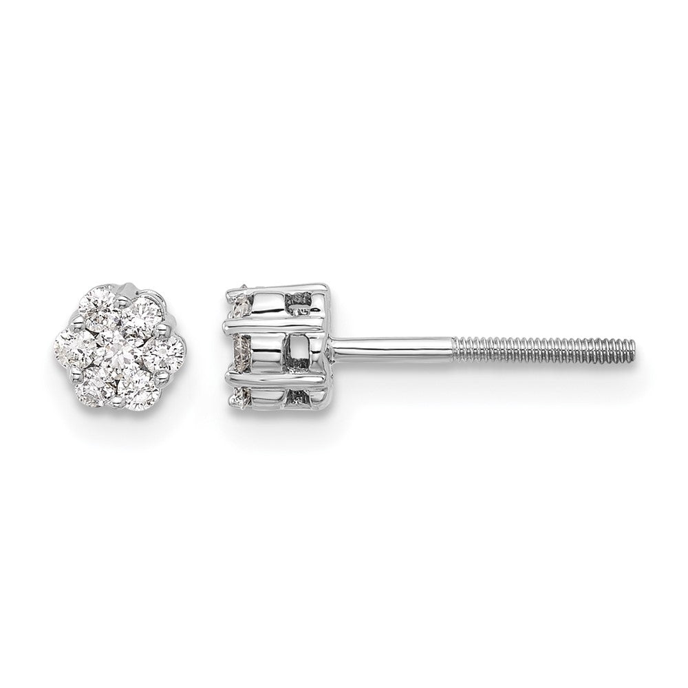 10K White Gold Diamond Cluster Post Earrings