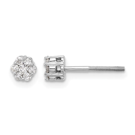 10K White Gold Diamond Cluster Post Earrings