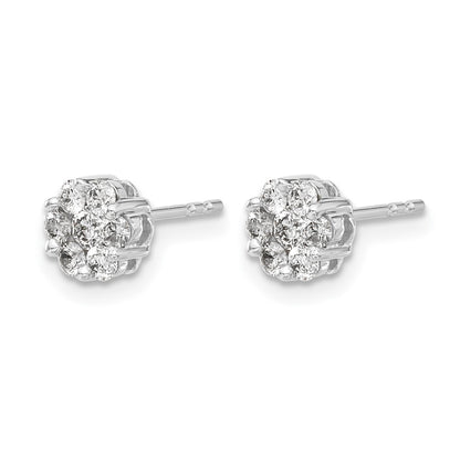 14k White Gold 1/2 Ct. Lab Grown Diamond VS/SI+ G+ Cluster Post Earrings