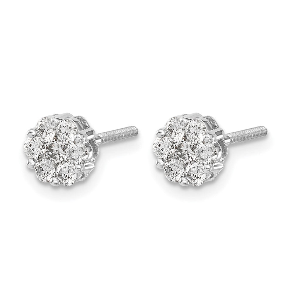 14k White Gold 5/8 Ct. Lab Grown Diamond VS/SI+ G+ Screwback Cluster Post Earrings