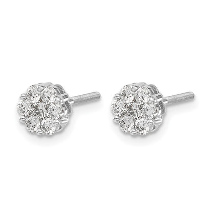 14k White Gold 5/8 Ct. Lab Grown Diamond VS/SI+ G+ Screwback Cluster Post Earrings