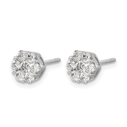 14k White Gold 1 1/10 Ct. Lab Grown Diamond VS/SI+ G+ Screwback Cluster Post Earrings