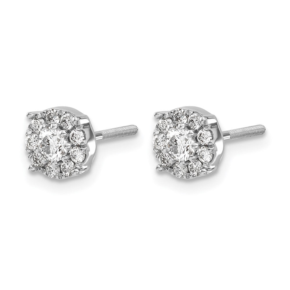 14k White Gold 1/2 Ct. Lab Grown Diamond VS/SI+ G+ Cluster Screwback Post Earrings
