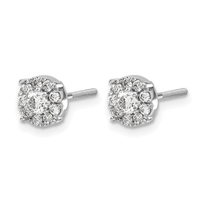 14k White Gold 1/2 Ct. Lab Grown Diamond VS/SI+ G+ Cluster Screwback Post Earrings