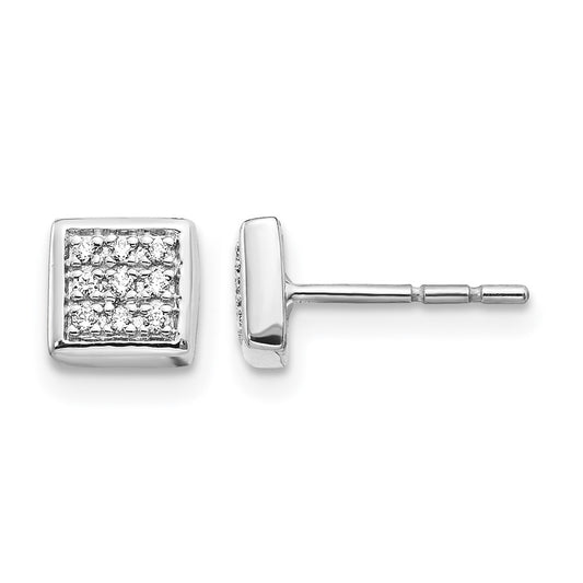 10K White Gold Diamond Post Earrings