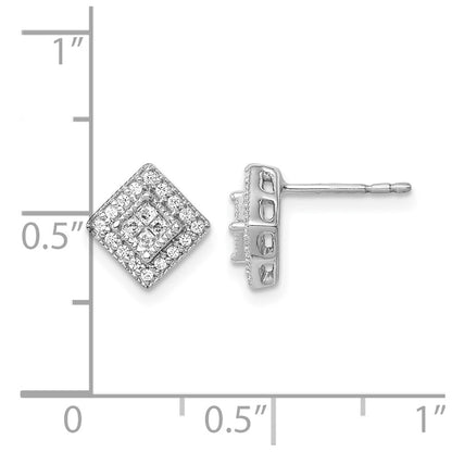 10K White Gold Diamond Post Earrings